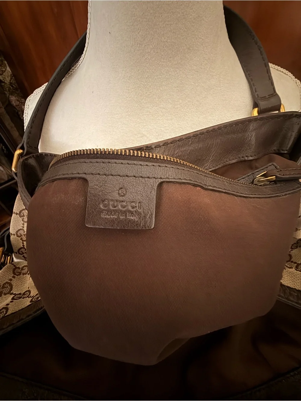 ⚜️ GUCCI VINTAGE GG CANVAS JOCKEY SHOULDER TOTE BROWN ⚜️